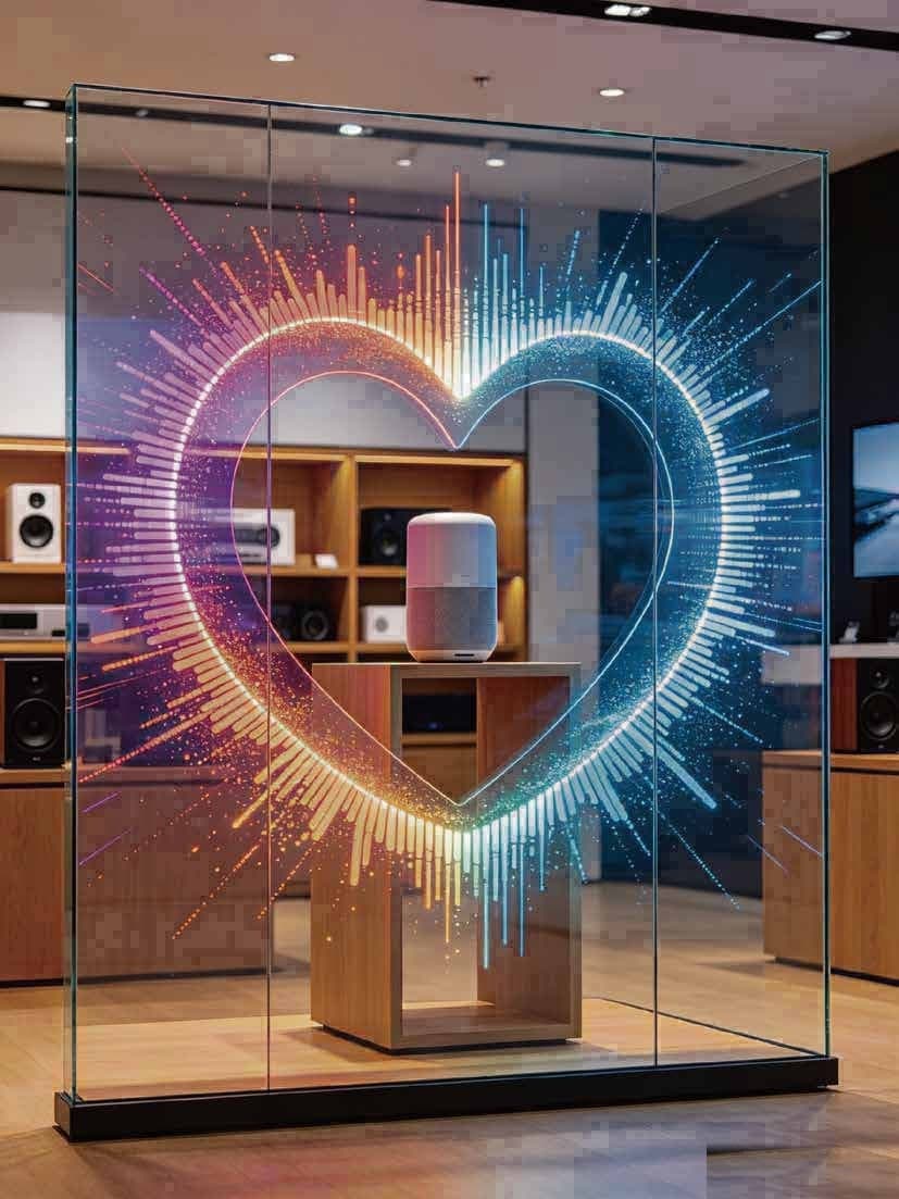 A shop window running a digital animation on the glass with FILMBASE LED Film